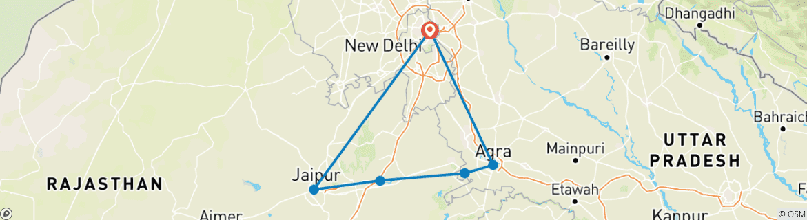 Image d'une carte montrant l'itinéraire du circuit
