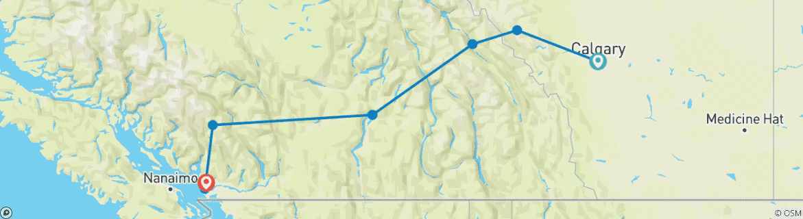 Map of Western Canada Round Trip: From the Prairies Through the Rockies to the Pacific Ocean