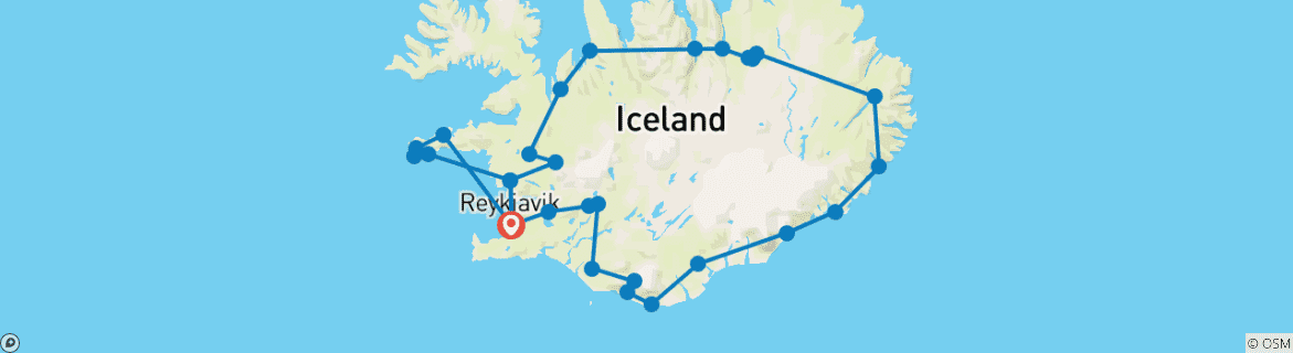 Carte du circuit Circuit en petit groupe sur la route circulaire d'Islande et la péninsule de Snæfellsnes - 7 jours