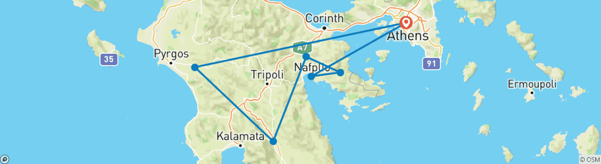 Map of Peloponnese Experienced