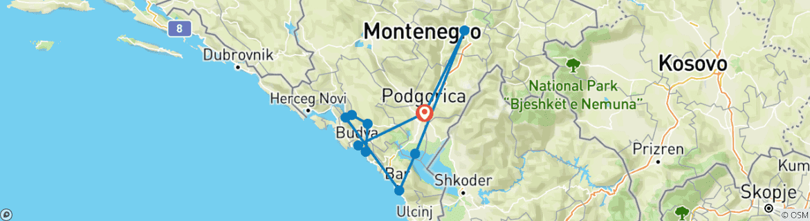 Map of Montenegro: Wild Beauty