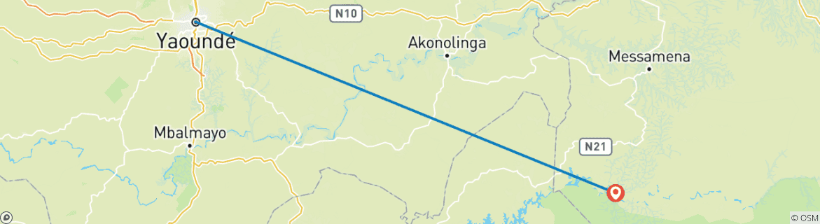 Carte du circuit Rencontre des populations autochtones du Cameroun