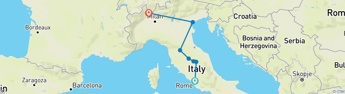 Map of Reflections of Italy  (Rome to Lake Maggiore) (2024)