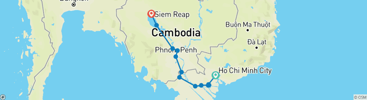 Map of The Mekong in a different way - Between adventure and must-seesites (13 destinations)