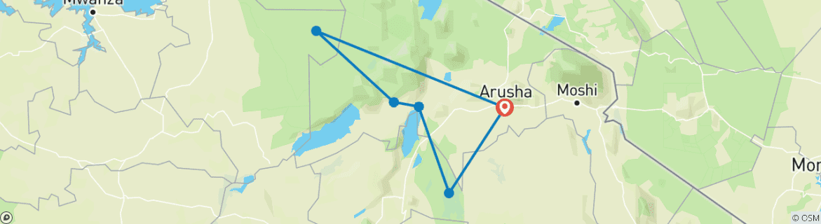 Foto van een kaart met de route van de rondreis