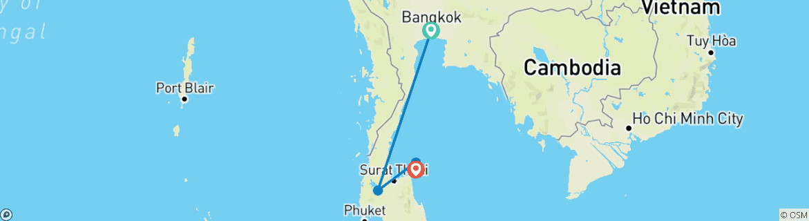 Map of 9 Days Thailand Exploration