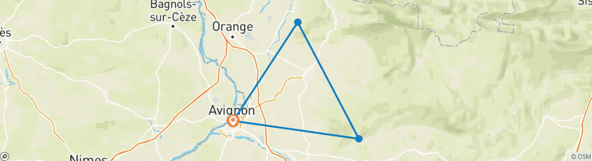 Map of Provence Velo Vin Voyage