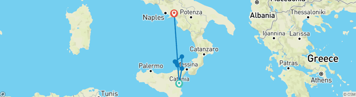 Image d'une carte montrant l'itinéraire du circuit