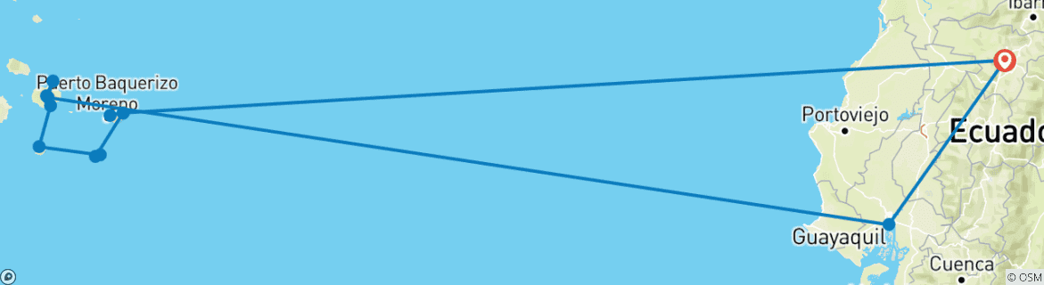 Map of Galapagos Express - Central, South & East Islands aboard the Archipel I