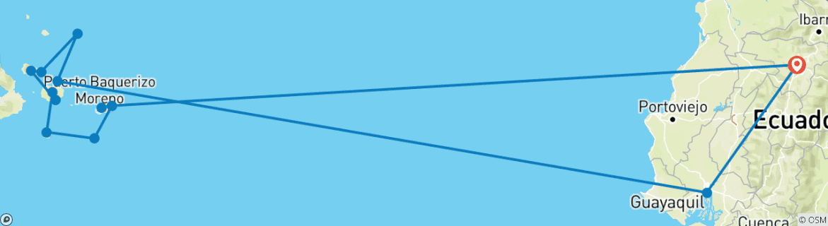 Map of Galapagos - Central, North, South and East Islands aboard the Archipel I