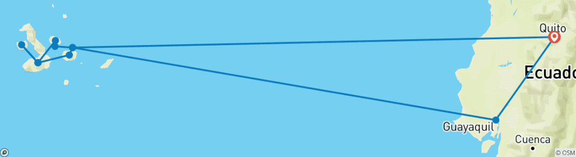 Map of Galapagos - Central, West & East Islands aboard the Archipel I