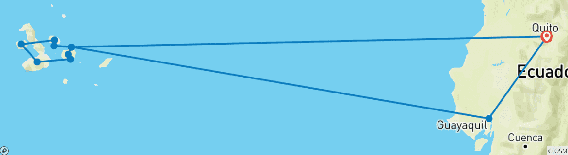 Map of Galapagos Express - Central & West Islands aboard the Archipel I