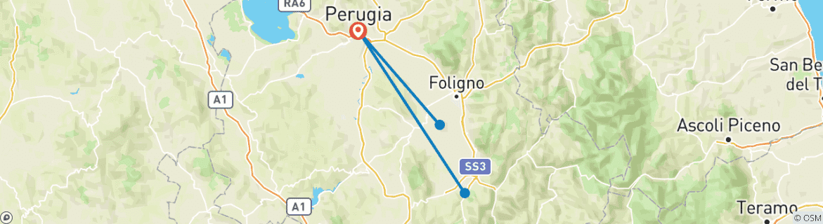 Image d'une carte montrant l'itinéraire du circuit