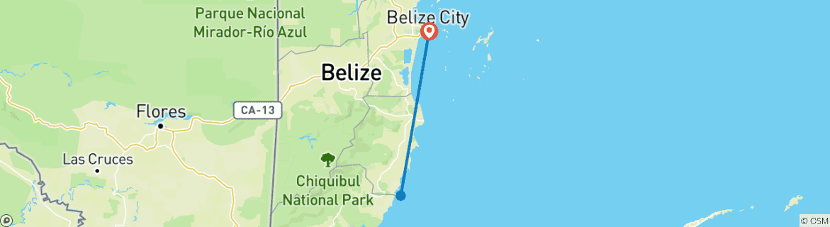 Map of Belize Family Journey: Rainforests, Beaches & Ancient Caves