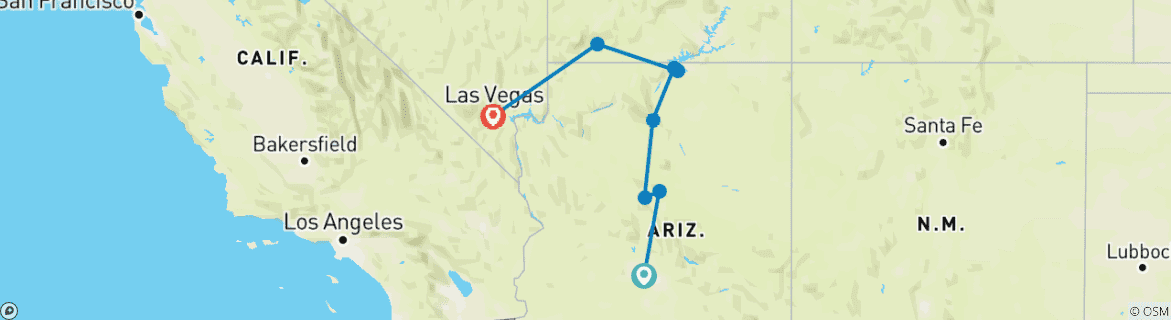 Map of Southwest Family Journey: Sedona, Zion & the Grand Canyon