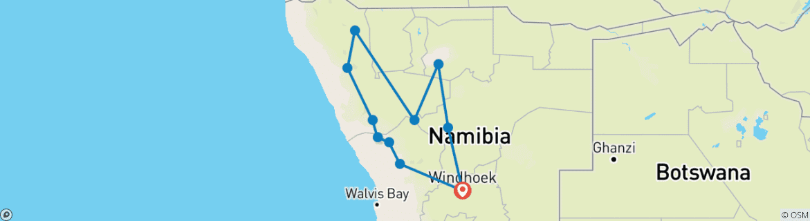 Map of Namibia - Abenteuerreise durch Kaokoveld, Damaraland & Etosha