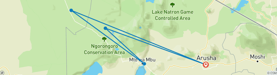 Karte mit der Reiseroute