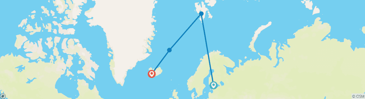 Carte du circuit Voyage arctique ultime : Du Svalbard à Jan Mayen en passant par l'Islande