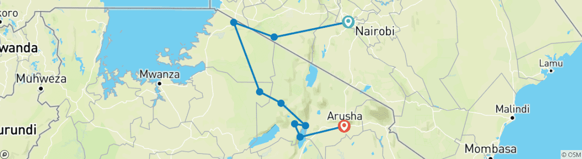 Karte mit der Reiseroute