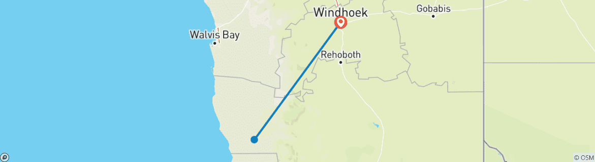 Map of 3 Day Budget Sossusvlei Desert Safari (Lodging)