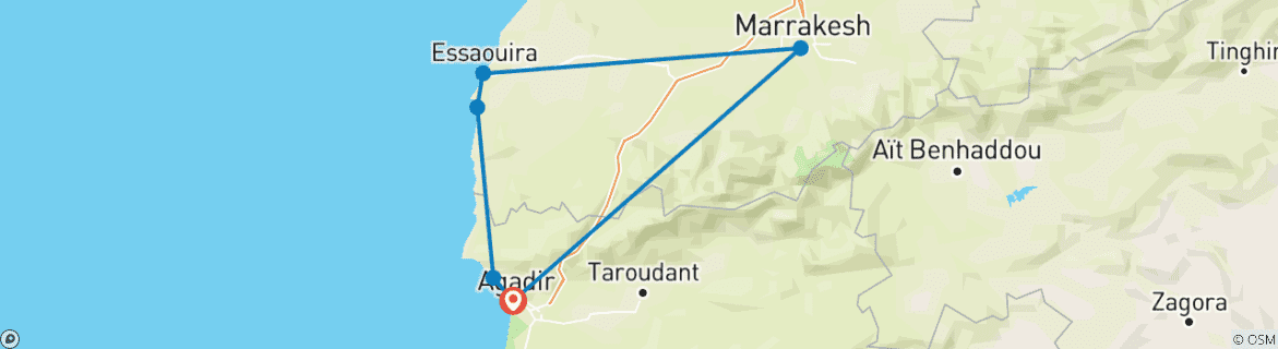 Carte du circuit Circuit privé de 7 jours au départ d'Agadir