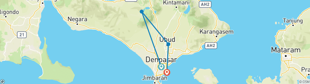 Carte du circuit 10 jours de rêve à Bali - Circuit privé