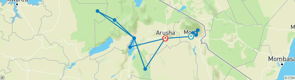 Foto van een kaart met de route van de rondreis