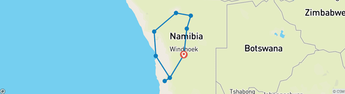 Carte du circuit Namibie - Points forts