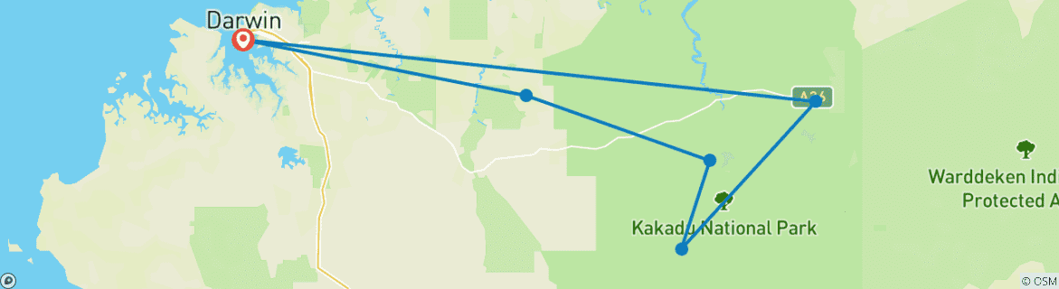 Foto van een kaart met de route van de rondreis