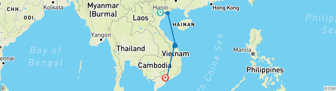 Map of Geluxe: Vietnam: Hanoi, Halong Bay & Trekking Pu Luong