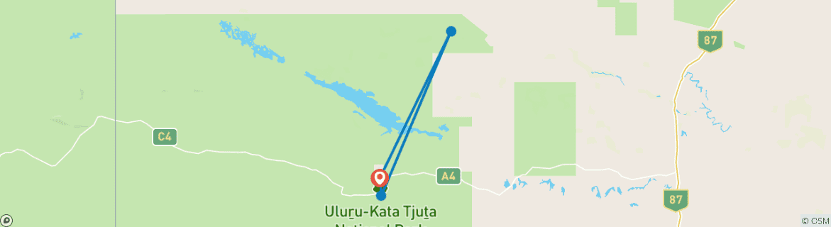 Map of 3 Night Uluru Adventure (Yulara to Yulara)