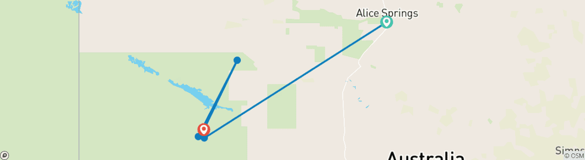 Map of 3 Night Uluru Adventure (Alice Springs to Yulara)