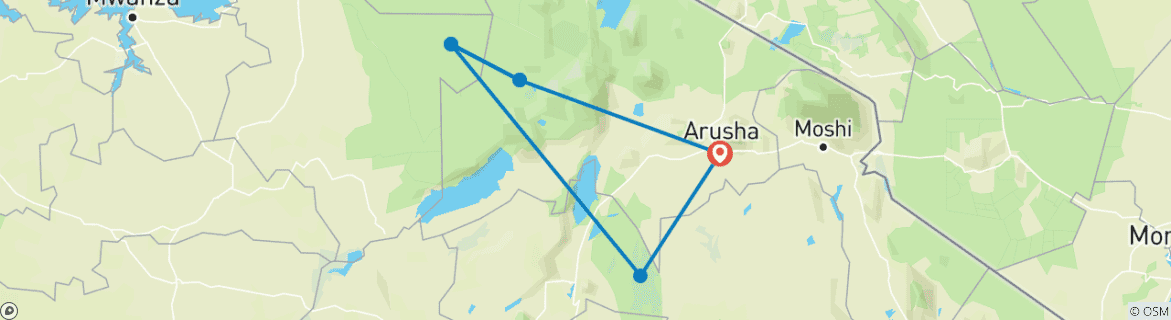 Image d'une carte montrant l'itinéraire du circuit