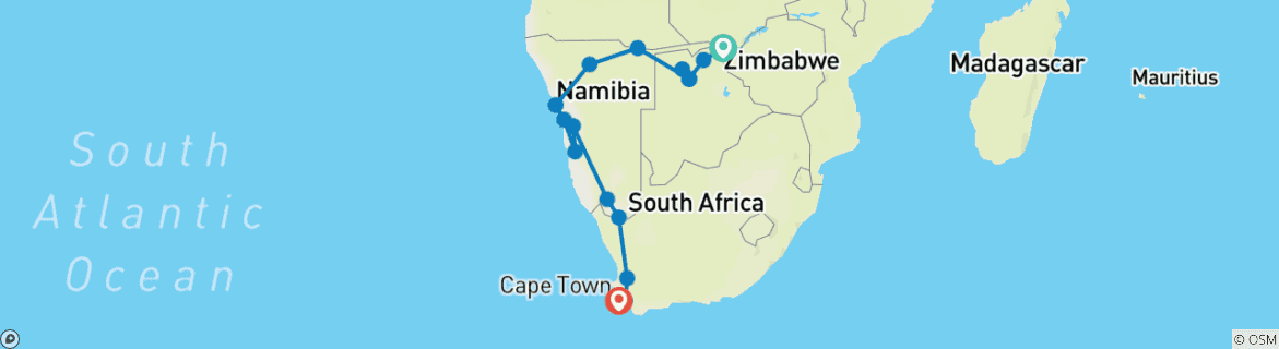 Carte du circuit Nomade Namibie