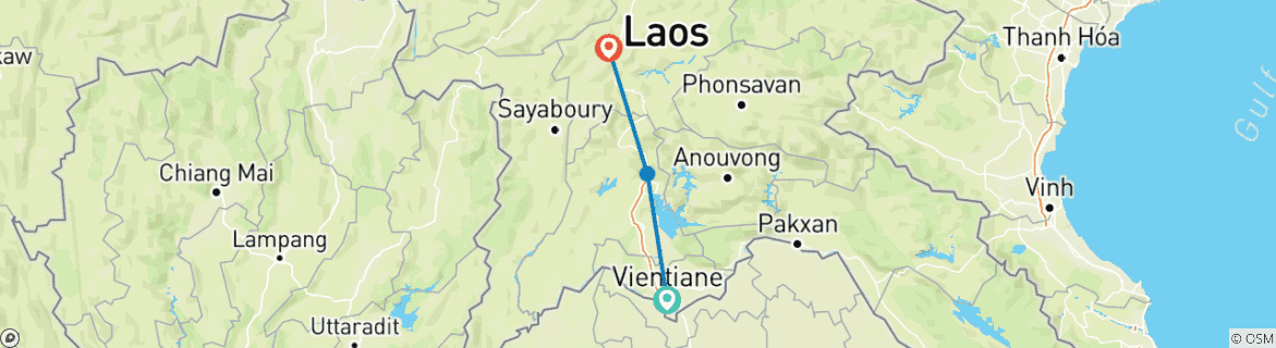 Map of LAOS FAMILY TOUR 12 DAYS 11 NIGHTS BY PRIVATE TOUR (Vientiane –  Vang Vieng – Luang Prabang)