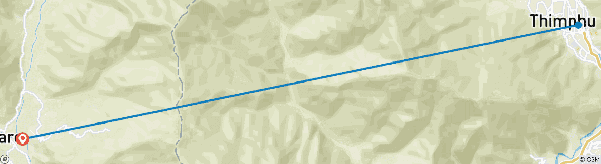 Carte du circuit Circuit touristique avec accompagnement à Paro et Thimphu