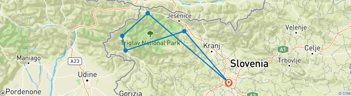 Carte du circuit Slovénie : randonnée roundtrip