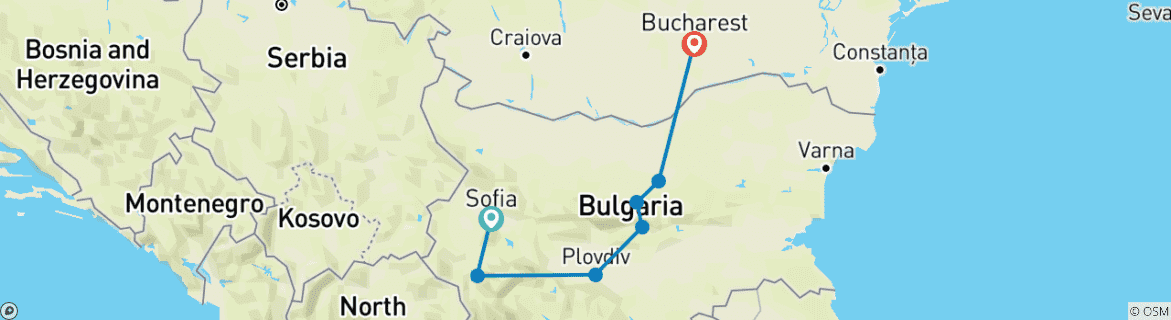 Map of Enchanting Balkan Charm: Exploring the cultural gems of Bulgaria - guaranteed departures