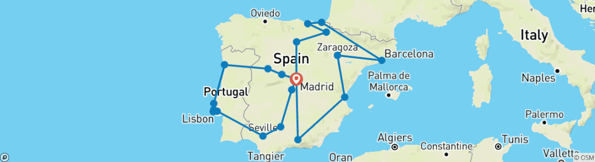 Map of Best of Spain and Portugal (Classic - Winter, 19 Days)