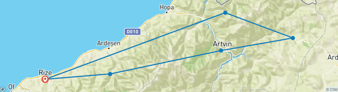 Mapa de Sueño del Mar Negro 5 días Rize Artvin con circuito en grupo