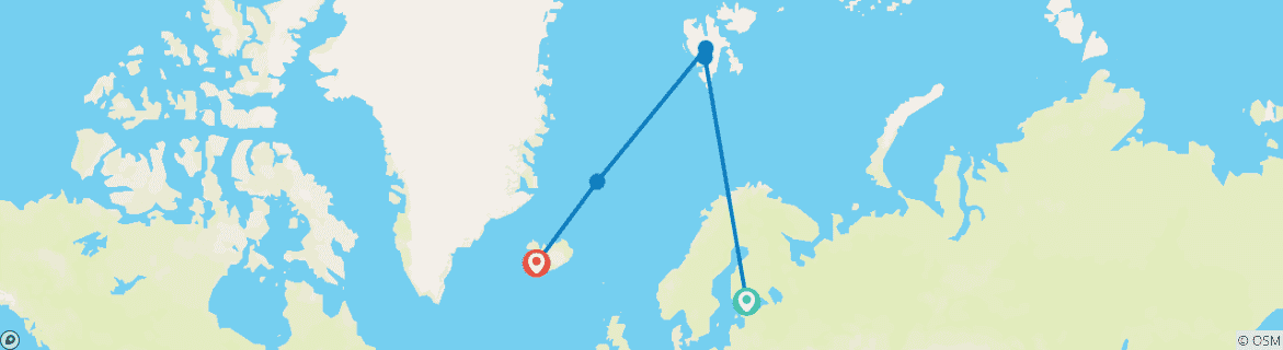 Carte du circuit Voyage ultime dans l'Arctique : Du Svalbard à Jan Mayen en passant par l'Islande, opéré par Quark