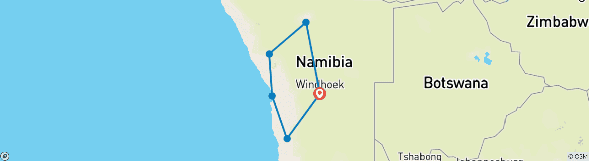 Map of 10 days Namibia Explore Luxury Tour