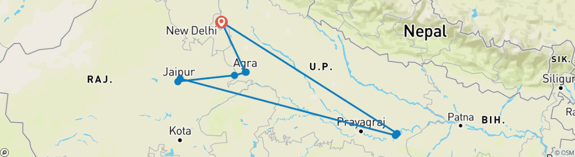 Image d'une carte montrant l'itinéraire du circuit