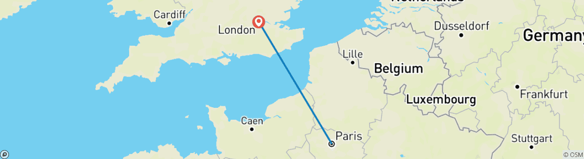 Map of 7 Days in Paris and London.