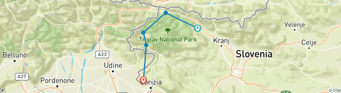 Carte du circuit Vélo et randonnée dans les Alpes Juliennes, Slovénie