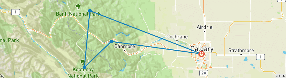 Map of Banff Winter Multi-Activity Package