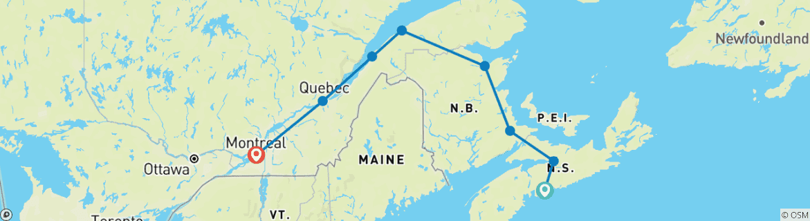 Image d'une carte montrant l'itinéraire du circuit