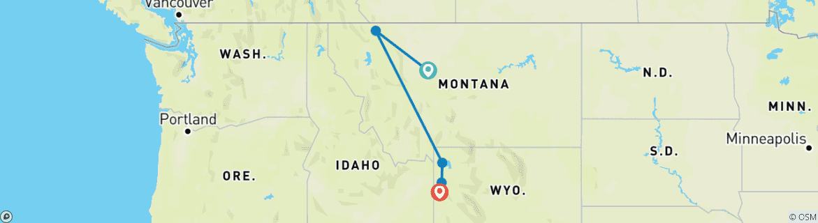 Mapa de Paseos y fauna de Yellowstone