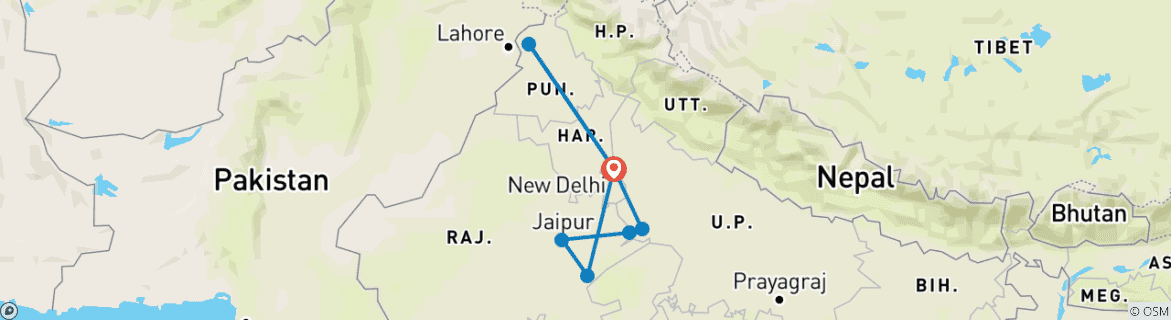 Karte mit der Reiseroute