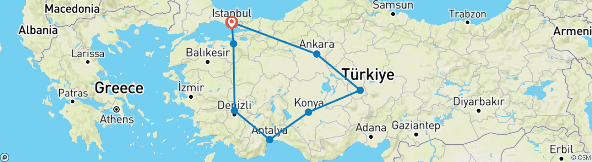 Karte mit der Reiseroute